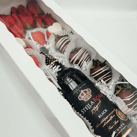 Valentine’s Day Wine, Flowers, & Berries Box